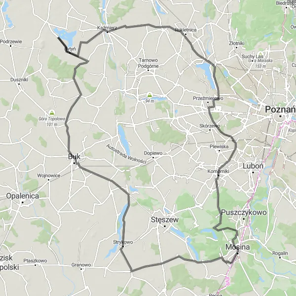 Map miniature of "Wielkopolskie Round-Trip" cycling inspiration in Wielkopolskie, Poland. Generated by Tarmacs.app cycling route planner