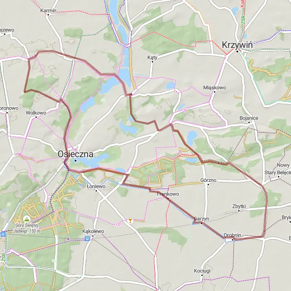 Miniatura mapy "Szlak Gravelowy Wokół Krzemieniewa" - trasy rowerowej w Wielkopolskie, Poland. Wygenerowane przez planer tras rowerowych Tarmacs.app