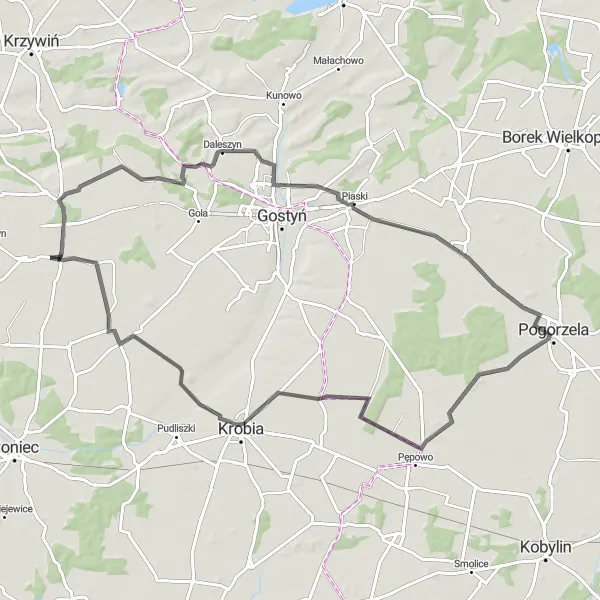 Miniatura mapy "Pitoreskowa Przejażdżka Przez Wiejskie Krajobrazy" - trasy rowerowej w Wielkopolskie, Poland. Wygenerowane przez planer tras rowerowych Tarmacs.app