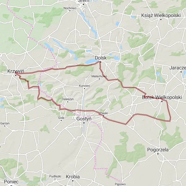 Miniatura mapy "Wielkopolskie skarby" - trasy rowerowej w Wielkopolskie, Poland. Wygenerowane przez planer tras rowerowych Tarmacs.app