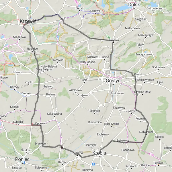 Miniatura mapy "Szlak historyczny" - trasy rowerowej w Wielkopolskie, Poland. Wygenerowane przez planer tras rowerowych Tarmacs.app