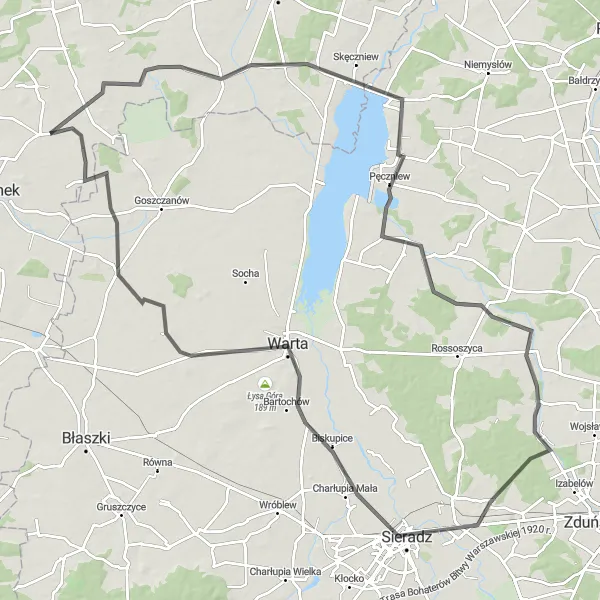 Miniatura mapy "Trasa Siedlątków - Lisków" - trasy rowerowej w Wielkopolskie, Poland. Wygenerowane przez planer tras rowerowych Tarmacs.app