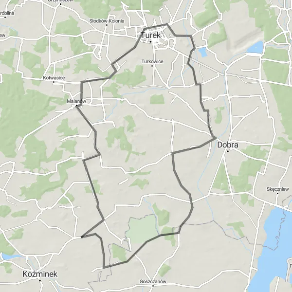 Miniatura mapy "Wycieczka rowerowa do Ziemięcina z przystankiem w Miłaczuwie" - trasy rowerowej w Wielkopolskie, Poland. Wygenerowane przez planer tras rowerowych Tarmacs.app