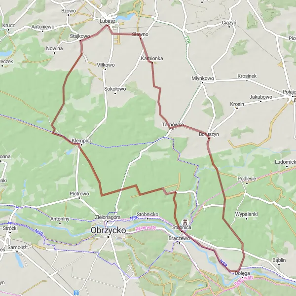 Miniatura mapy "Szlak Gravelowy do Kiszewka" - trasy rowerowej w Wielkopolskie, Poland. Wygenerowane przez planer tras rowerowych Tarmacs.app