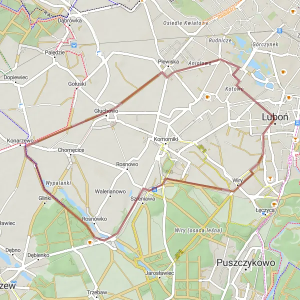 Miniatura mapy "Trasa gravelowa przez Głuchowo" - trasy rowerowej w Wielkopolskie, Poland. Wygenerowane przez planer tras rowerowych Tarmacs.app