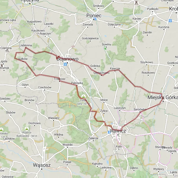Miniatura mapy "Niezwykłe okolice Wielkopolski" - trasy rowerowej w Wielkopolskie, Poland. Wygenerowane przez planer tras rowerowych Tarmacs.app