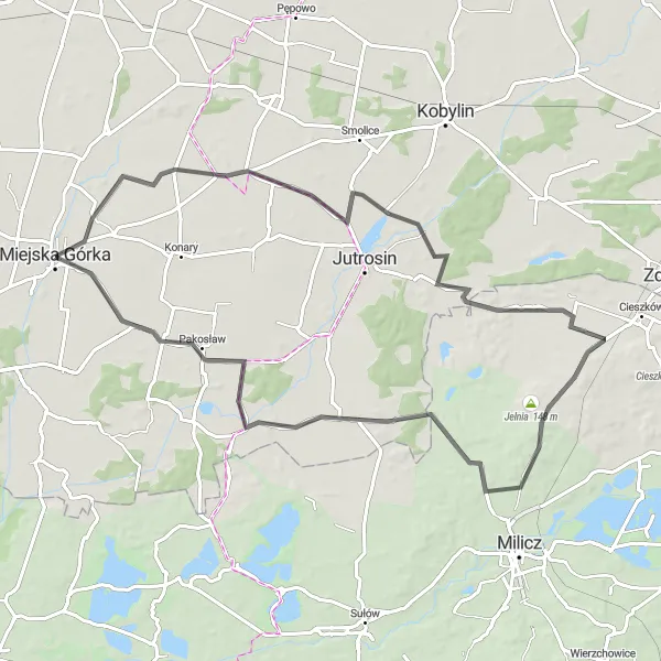 Miniatura mapy "Trasa Miejska Górka - Stawczyk" - trasy rowerowej w Wielkopolskie, Poland. Wygenerowane przez planer tras rowerowych Tarmacs.app
