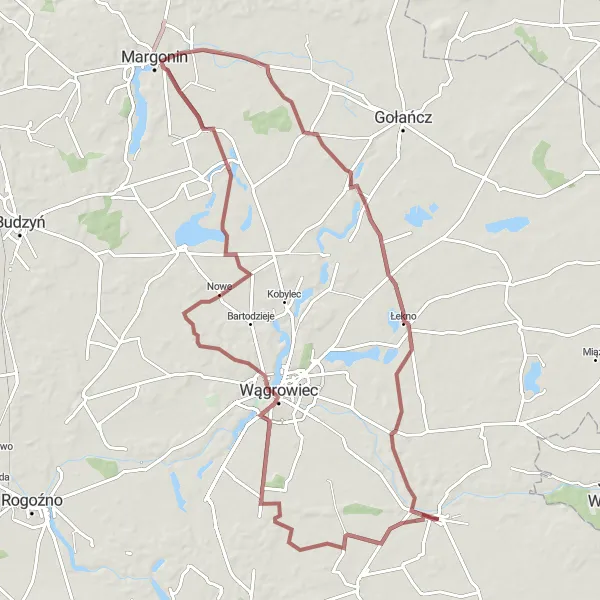 Miniatura mapy "Trasa gravelowa wokół Bracholina" - trasy rowerowej w Wielkopolskie, Poland. Wygenerowane przez planer tras rowerowych Tarmacs.app