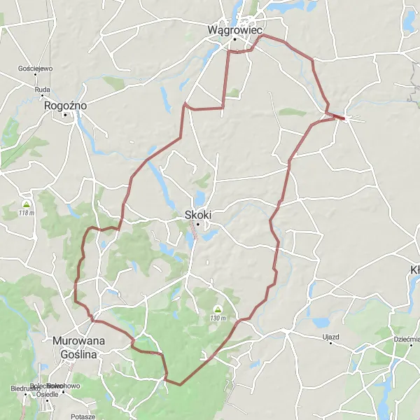 Miniatura mapy "Wyprawa gravelowa przez Popowo Kościelne" - trasy rowerowej w Wielkopolskie, Poland. Wygenerowane przez planer tras rowerowych Tarmacs.app