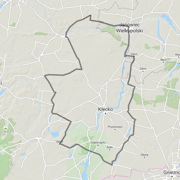 Miniatura mapy "Trasa do Mieleszyna" - trasy rowerowej w Wielkopolskie, Poland. Wygenerowane przez planer tras rowerowych Tarmacs.app