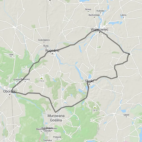 Miniatura mapy "Wielkopolska Road Adventure" - trasy rowerowej w Wielkopolskie, Poland. Wygenerowane przez planer tras rowerowych Tarmacs.app