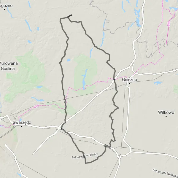 Miniatura mapy "Trasa do Budziejewa i nie tylko" - trasy rowerowej w Wielkopolskie, Poland. Wygenerowane przez planer tras rowerowych Tarmacs.app