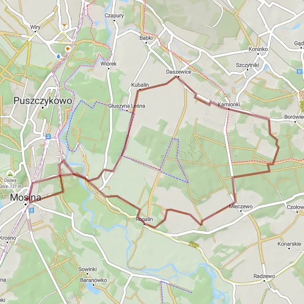 Miniatura mapy "Podróż Gravelowa do Daszewic, Rogalina i Kopca Parnasu" - trasy rowerowej w Wielkopolskie, Poland. Wygenerowane przez planer tras rowerowych Tarmacs.app