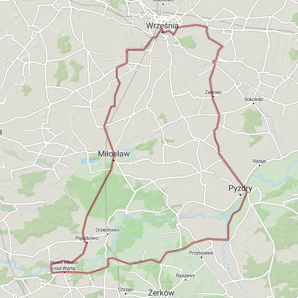 Miniatura mapy "Trasa w kierunku Szwajcarii Żerkowskiej" - trasy rowerowej w Wielkopolskie, Poland. Wygenerowane przez planer tras rowerowych Tarmacs.app