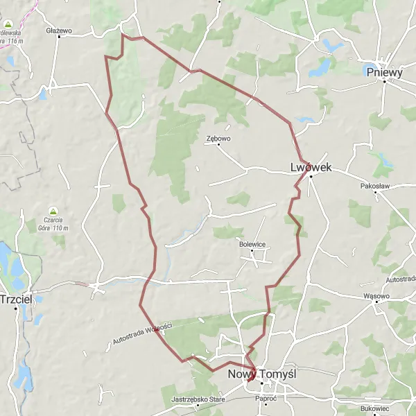 Miniatura mapy "Spacer Po Lasach i Polach" - trasy rowerowej w Wielkopolskie, Poland. Wygenerowane przez planer tras rowerowych Tarmacs.app