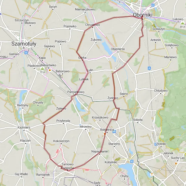Miniatura mapy "Przez Pamiątkowo" - trasy rowerowej w Wielkopolskie, Poland. Wygenerowane przez planer tras rowerowych Tarmacs.app