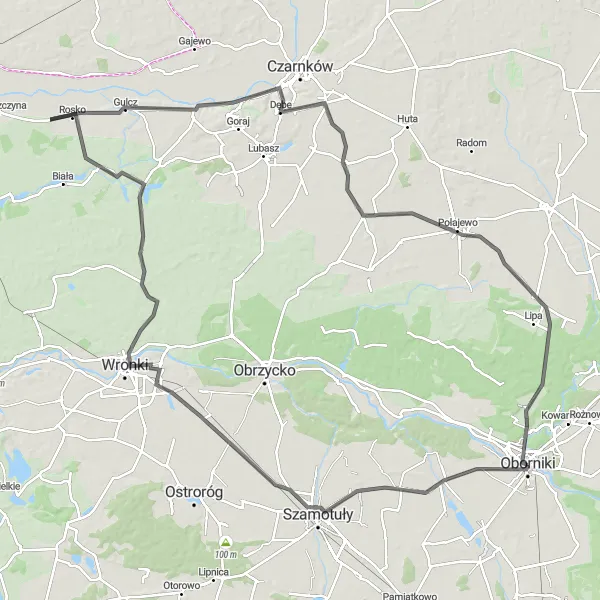 Miniatura mapy "Trasa rowerowa do Szamotuł i Dębe" - trasy rowerowej w Wielkopolskie, Poland. Wygenerowane przez planer tras rowerowych Tarmacs.app