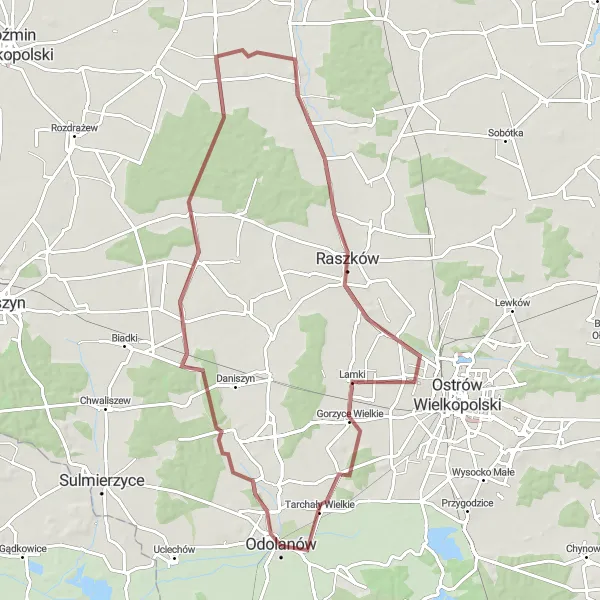 Miniatura mapy "Wypoczynek na trasie rowerowej od Odolanowa" - trasy rowerowej w Wielkopolskie, Poland. Wygenerowane przez planer tras rowerowych Tarmacs.app