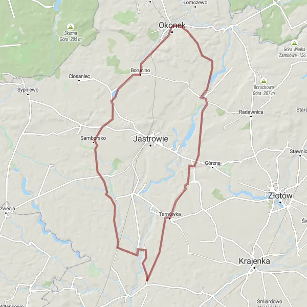 Miniatura mapy "Trasa rowerowa wokół Okonka" - trasy rowerowej w Wielkopolskie, Poland. Wygenerowane przez planer tras rowerowych Tarmacs.app