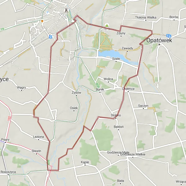 Miniatura mapy "Trasa przez Ołobok i Strzegową" - trasy rowerowej w Wielkopolskie, Poland. Wygenerowane przez planer tras rowerowych Tarmacs.app