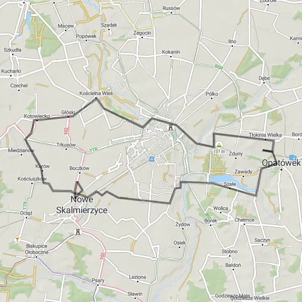Miniatura mapy "Trasa Opatówek-Kalisz" - trasy rowerowej w Wielkopolskie, Poland. Wygenerowane przez planer tras rowerowych Tarmacs.app
