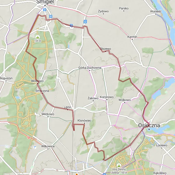 Miniatura mapy "Szlak z Osiecznej do Drzeczkowa" - trasy rowerowej w Wielkopolskie, Poland. Wygenerowane przez planer tras rowerowych Tarmacs.app