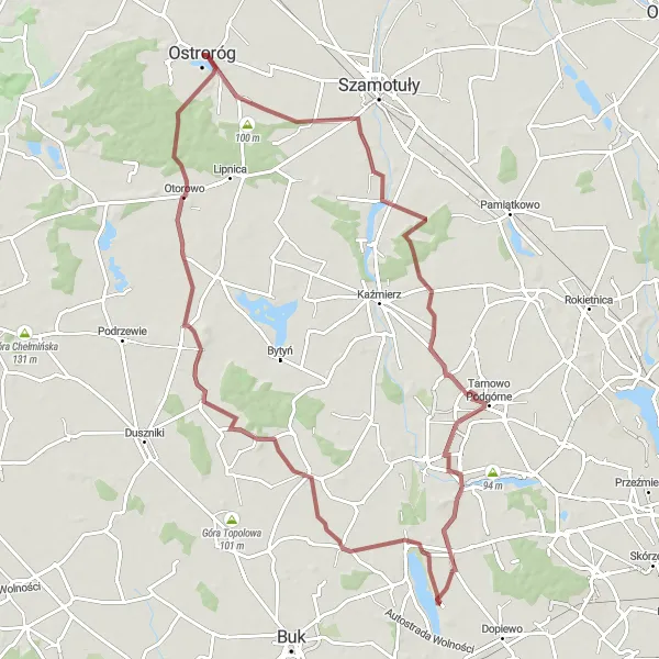 Miniatura mapy "Trasa Gravelowa do Rozalina" - trasy rowerowej w Wielkopolskie, Poland. Wygenerowane przez planer tras rowerowych Tarmacs.app