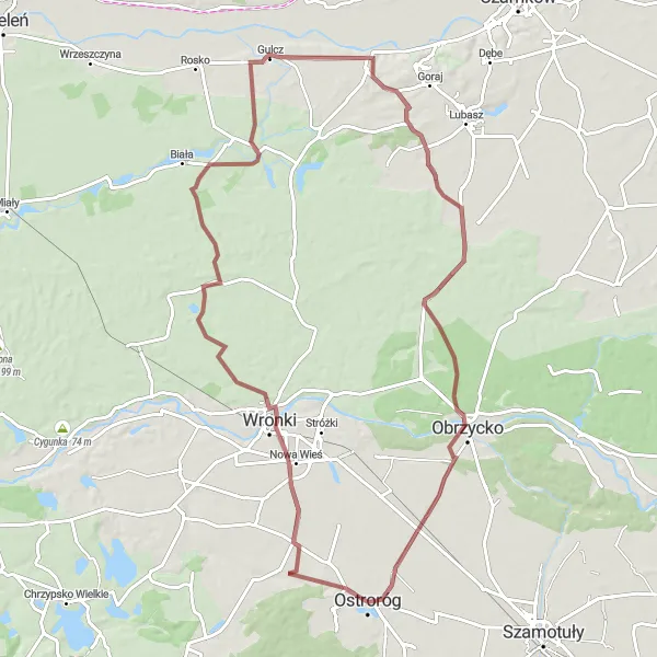 Miniatura mapy "Cycling through Klempicz and Kluczewo" - trasy rowerowej w Wielkopolskie, Poland. Wygenerowane przez planer tras rowerowych Tarmacs.app