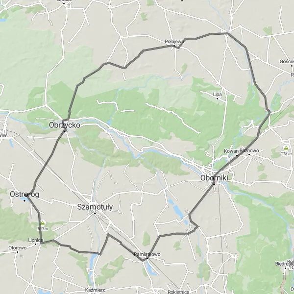 Miniatura mapy "Z Zieloną Górą w tle - piękna trasa rowerowa" - trasy rowerowej w Wielkopolskie, Poland. Wygenerowane przez planer tras rowerowych Tarmacs.app