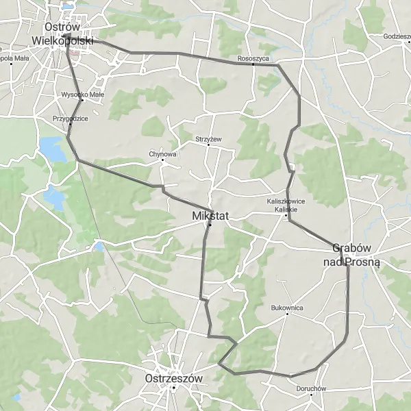 Map miniature of "Namysłaki Challenge" cycling inspiration in Wielkopolskie, Poland. Generated by Tarmacs.app cycling route planner