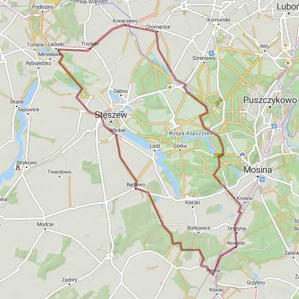 Miniatura mapy "Trasa szlakiem zamków z Pecny" - trasy rowerowej w Wielkopolskie, Poland. Wygenerowane przez planer tras rowerowych Tarmacs.app