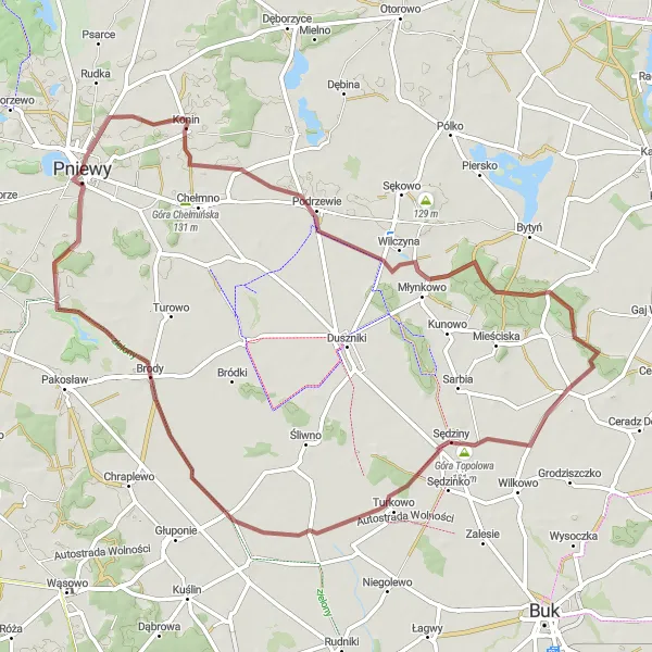 Miniatura mapy "Trasa z Koszanowa do Żydowskich Gór" - trasy rowerowej w Wielkopolskie, Poland. Wygenerowane przez planer tras rowerowych Tarmacs.app