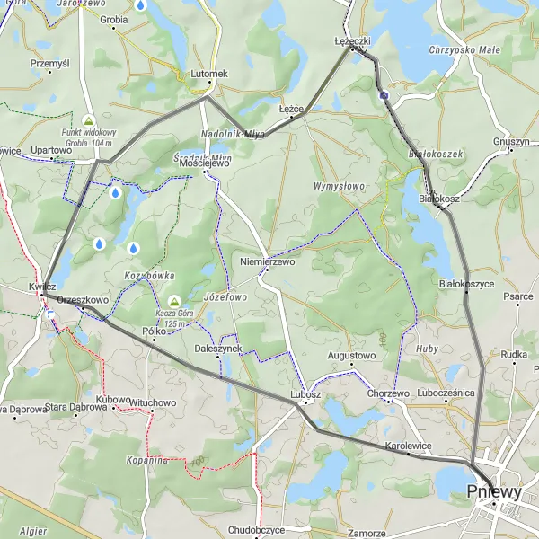 Miniatura mapy "Malownicza trasa przez Orzeszkowo" - trasy rowerowej w Wielkopolskie, Poland. Wygenerowane przez planer tras rowerowych Tarmacs.app