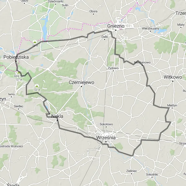 Miniatura mapy "Wycieczka przez Neklę i Górę 127" - trasy rowerowej w Wielkopolskie, Poland. Wygenerowane przez planer tras rowerowych Tarmacs.app