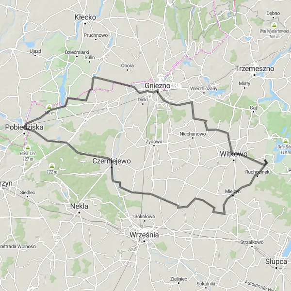 Map miniature of "Exploring the Great Lech Route" cycling inspiration in Wielkopolskie, Poland. Generated by Tarmacs.app cycling route planner