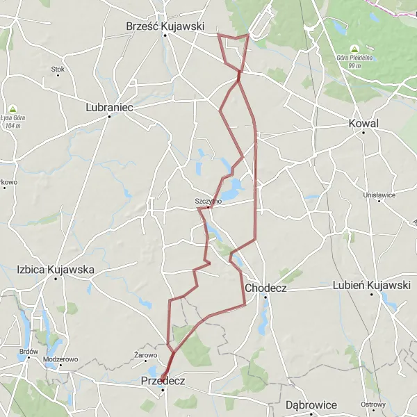 Miniatura mapy "Szlak gravelowy przez Jarantowice" - trasy rowerowej w Wielkopolskie, Poland. Wygenerowane przez planer tras rowerowych Tarmacs.app