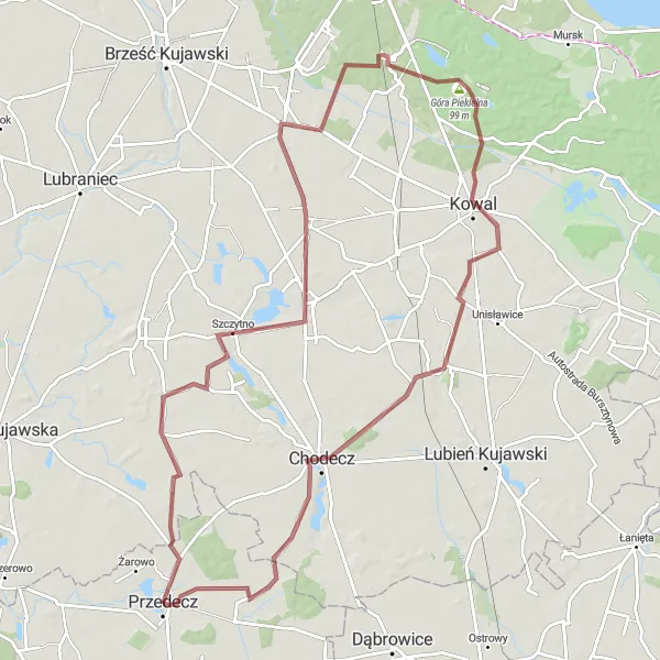 Miniatura mapy "Szlak Przedecz-Przedecz przez Łączewnę" - trasy rowerowej w Wielkopolskie, Poland. Wygenerowane przez planer tras rowerowych Tarmacs.app