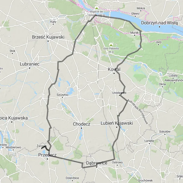 Miniatura mapy "Trasa rowerowa z Osiecz Wielki do Przedcz" - trasy rowerowej w Wielkopolskie, Poland. Wygenerowane przez planer tras rowerowych Tarmacs.app