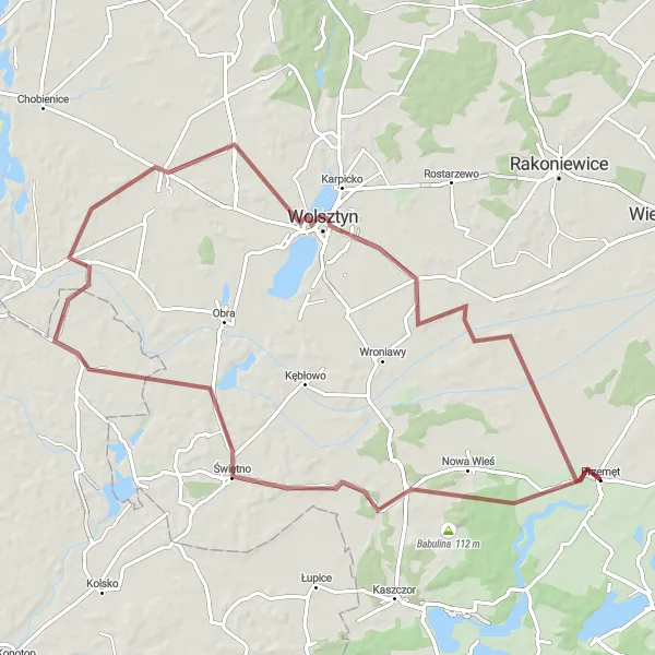 Miniatura mapy "Trasa Gravelowa do Siedlec" - trasy rowerowej w Wielkopolskie, Poland. Wygenerowane przez planer tras rowerowych Tarmacs.app
