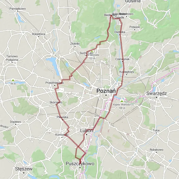 Miniatura mapy "Trasa Wielkopolska Gravel Loop" - trasy rowerowej w Wielkopolskie, Poland. Wygenerowane przez planer tras rowerowych Tarmacs.app