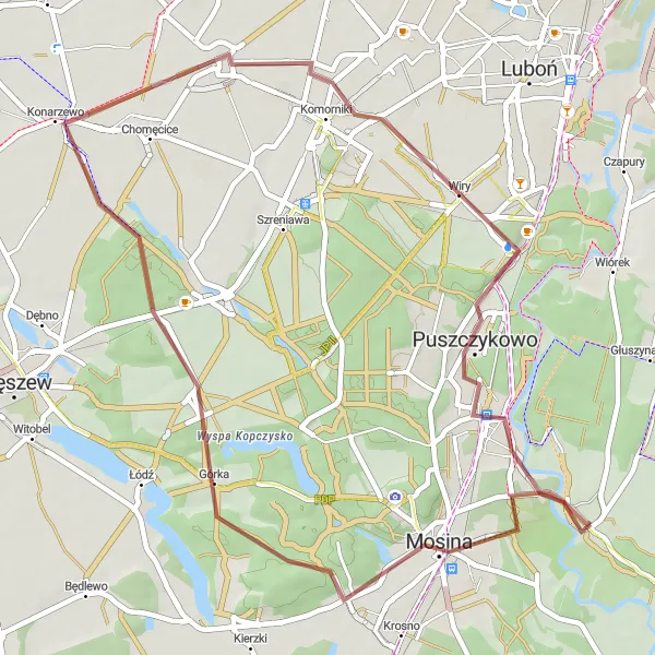 Map miniature of "Gravel Adventure" cycling inspiration in Wielkopolskie, Poland. Generated by Tarmacs.app cycling route planner