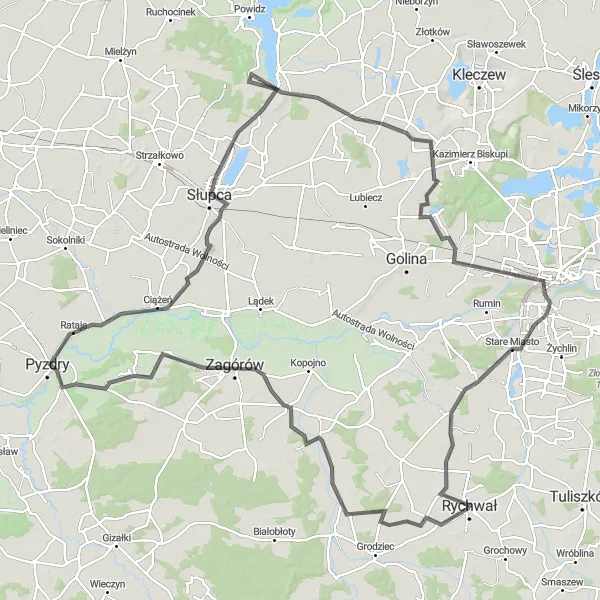 Map miniature of "Biała Loop" cycling inspiration in Wielkopolskie, Poland. Generated by Tarmacs.app cycling route planner