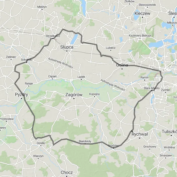 Map miniature of "Królików Explorer" cycling inspiration in Wielkopolskie, Poland. Generated by Tarmacs.app cycling route planner