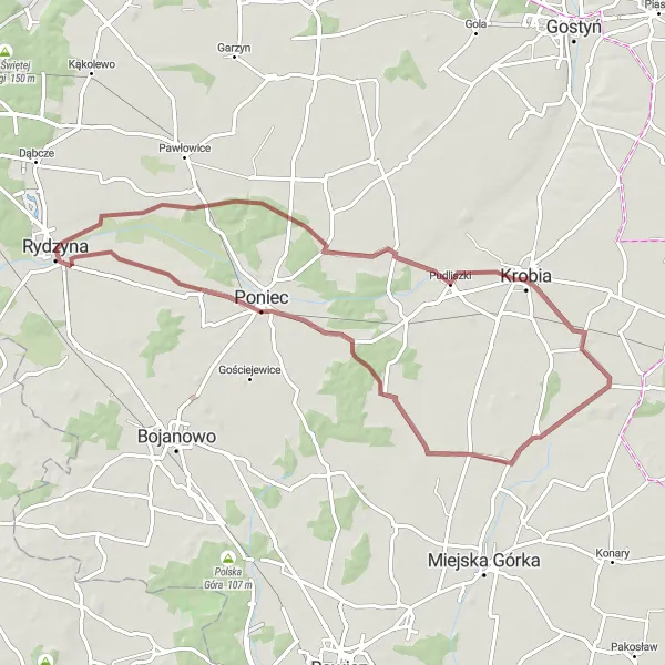 Miniatura mapy "Trasa szutrowa przez Niepart" - trasy rowerowej w Wielkopolskie, Poland. Wygenerowane przez planer tras rowerowych Tarmacs.app