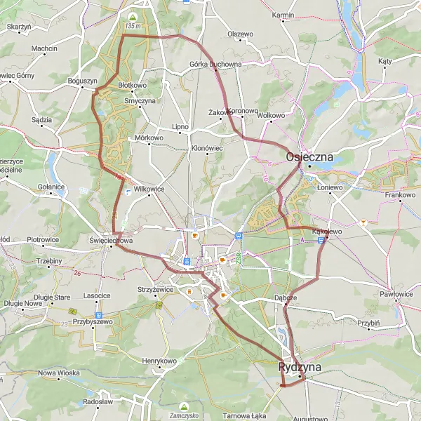 Miniatura mapy "Szlak przez Leszno i Osieczną" - trasy rowerowej w Wielkopolskie, Poland. Wygenerowane przez planer tras rowerowych Tarmacs.app
