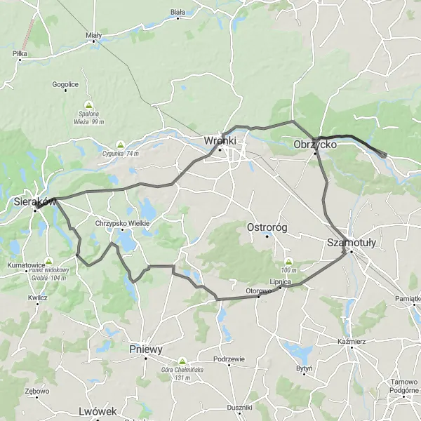 Miniatura mapy "Ekscytująca trasa z Kaczlina do Zamku Opalińskich" - trasy rowerowej w Wielkopolskie, Poland. Wygenerowane przez planer tras rowerowych Tarmacs.app