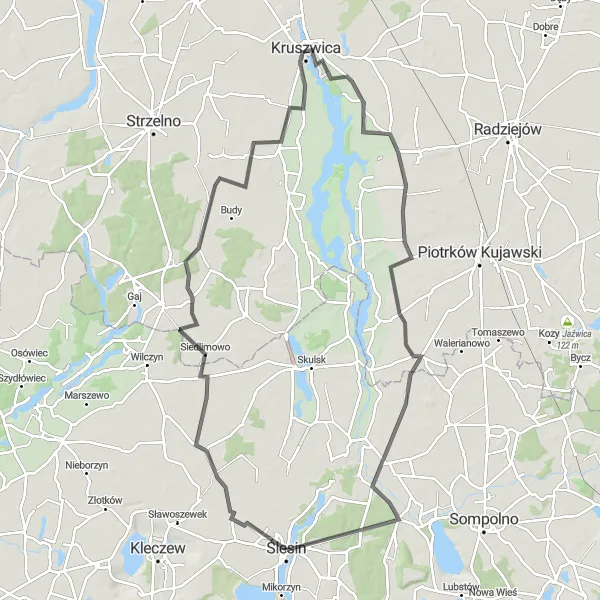 Miniatura mapy "Trasa przez Kruszwicę" - trasy rowerowej w Wielkopolskie, Poland. Wygenerowane przez planer tras rowerowych Tarmacs.app