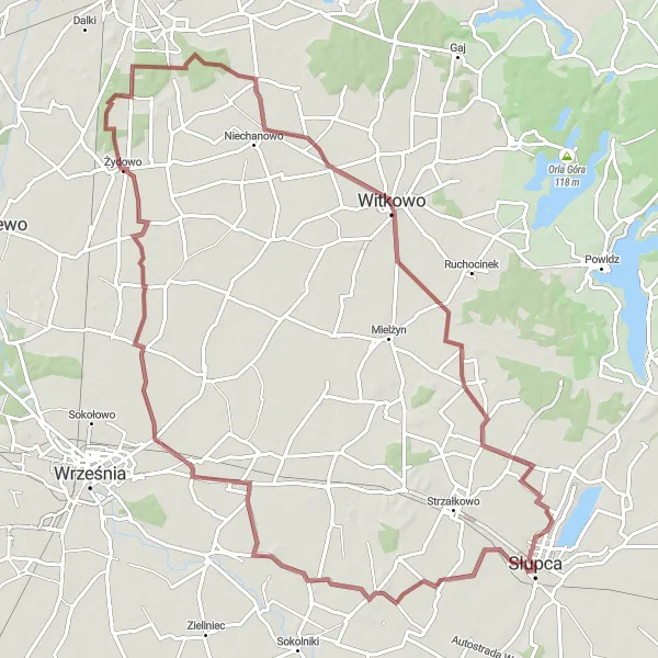 Miniatura mapy "Trasa Gravelowa Kościanki-Witkowo" - trasy rowerowej w Wielkopolskie, Poland. Wygenerowane przez planer tras rowerowych Tarmacs.app