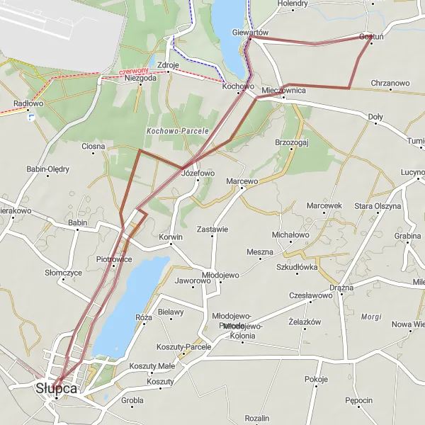 Miniatura mapy "Trasa Gravelowa Mieczownica-Słupca" - trasy rowerowej w Wielkopolskie, Poland. Wygenerowane przez planer tras rowerowych Tarmacs.app