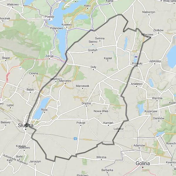 Miniatura mapy "Trasa Pętla Giewartów-Kowalewo-Opactwo" - trasy rowerowej w Wielkopolskie, Poland. Wygenerowane przez planer tras rowerowych Tarmacs.app